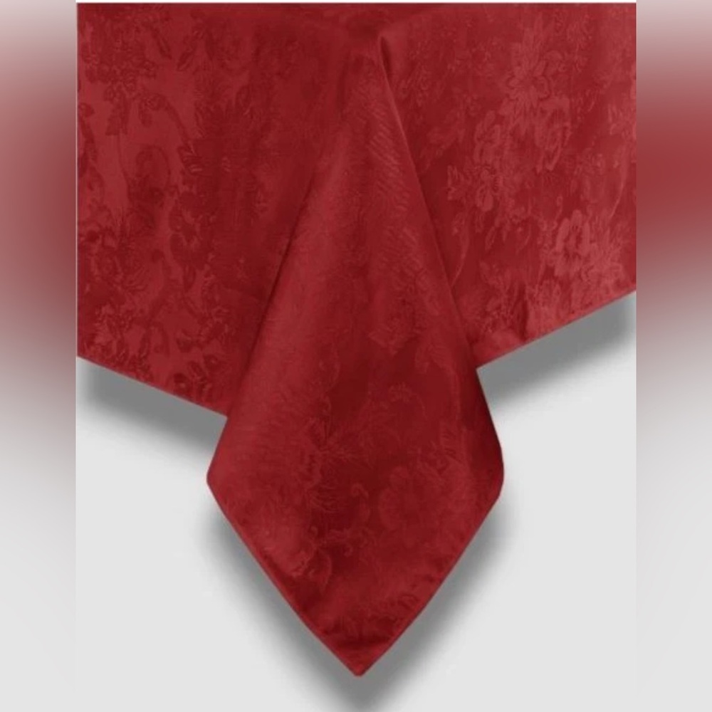 Red Elegance Poinsettia Damask Holiday Tablecloth - 52" Square